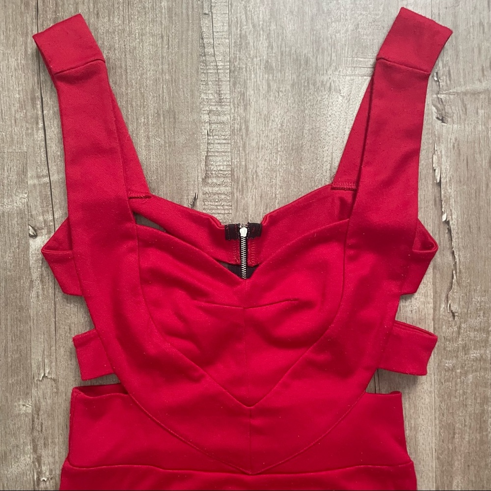 Red Cut Out Mini Dress Size Medium - Picture 3 of 7
